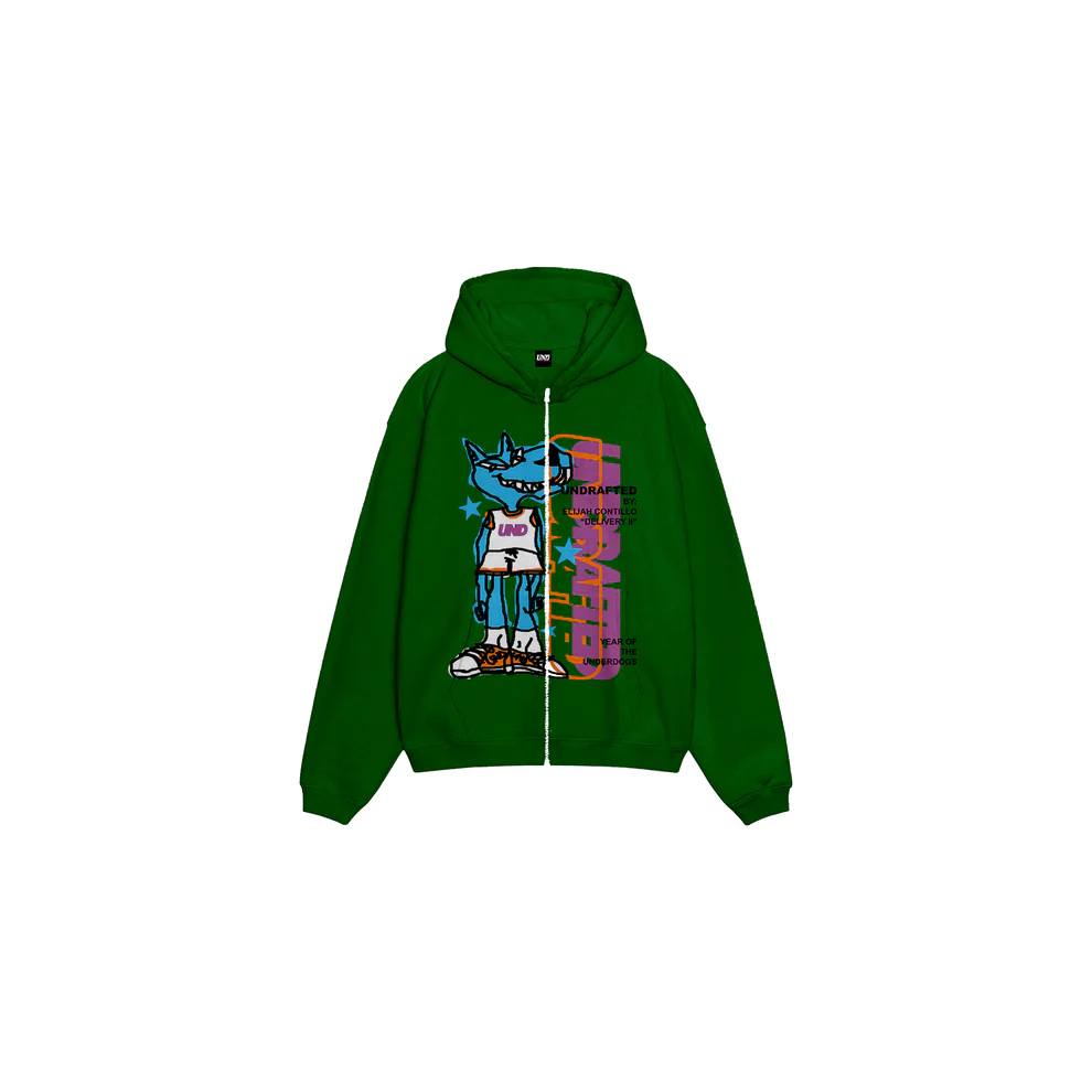 Green Graphic Zip-Up Hoodie (Unisex)